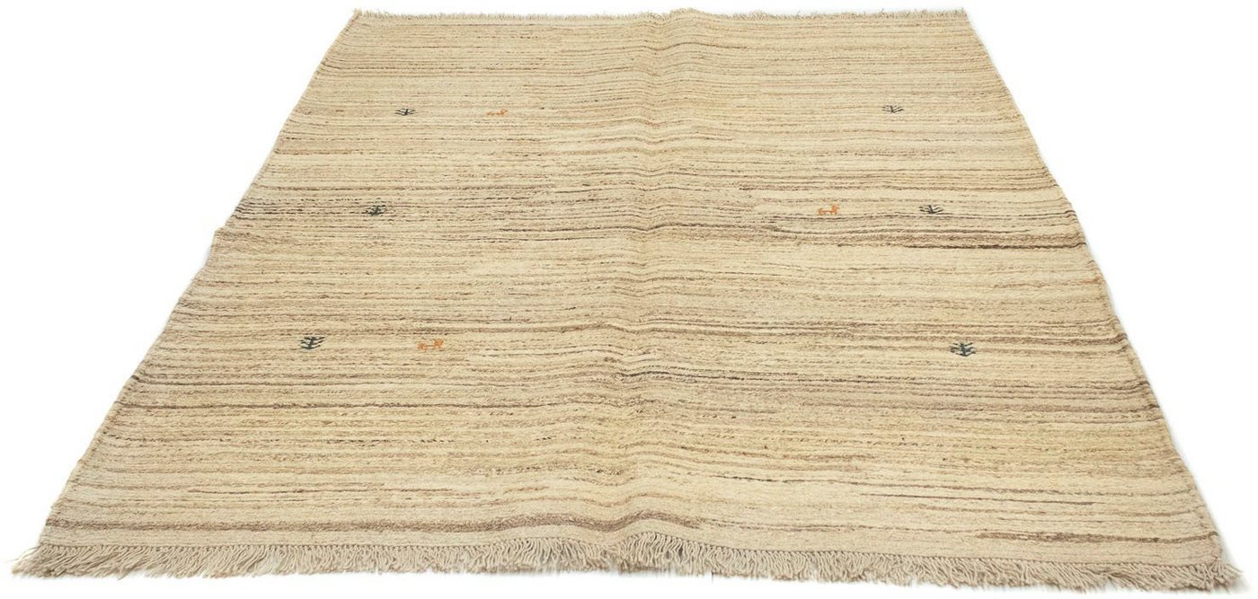 Wollteppich Gabbeh Teppich handgeknüpft beige, morgenland, rechteckig, Höhe: 18 mm, handgeknüpft von morgenland