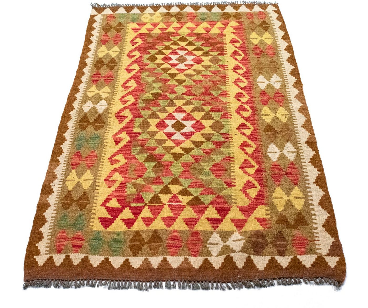 Wollteppich Kelim Afghan Teppich handgewebt braun, morgenland, rechteckig, Höhe: 4 mm, Kurzflor von morgenland