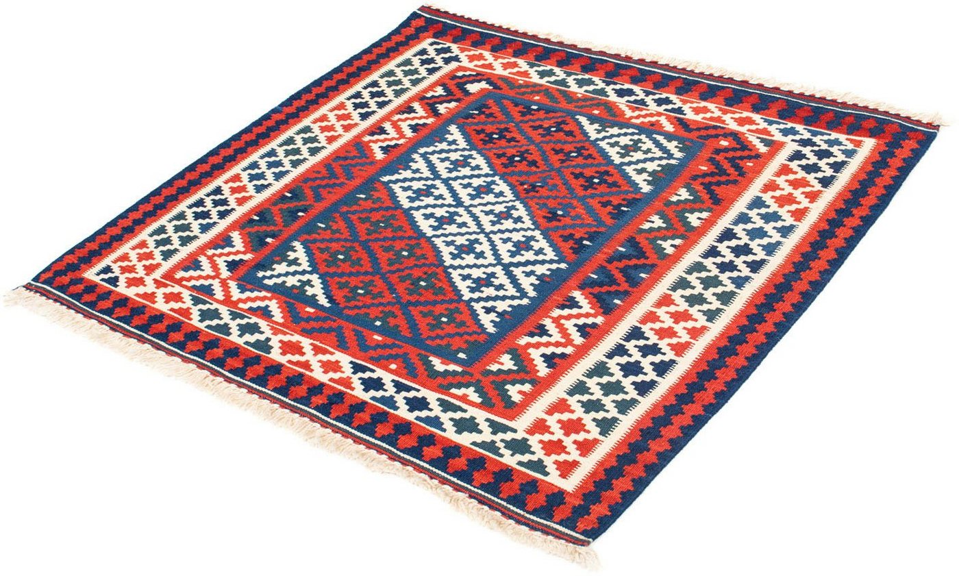 Wollteppich Kelim - Oriental quadratisch - 100 x 95 cm - dunkelblau, morgenland, quadratisch, Höhe: 6 mm, Wohnzimmer, Einzelstück von morgenland