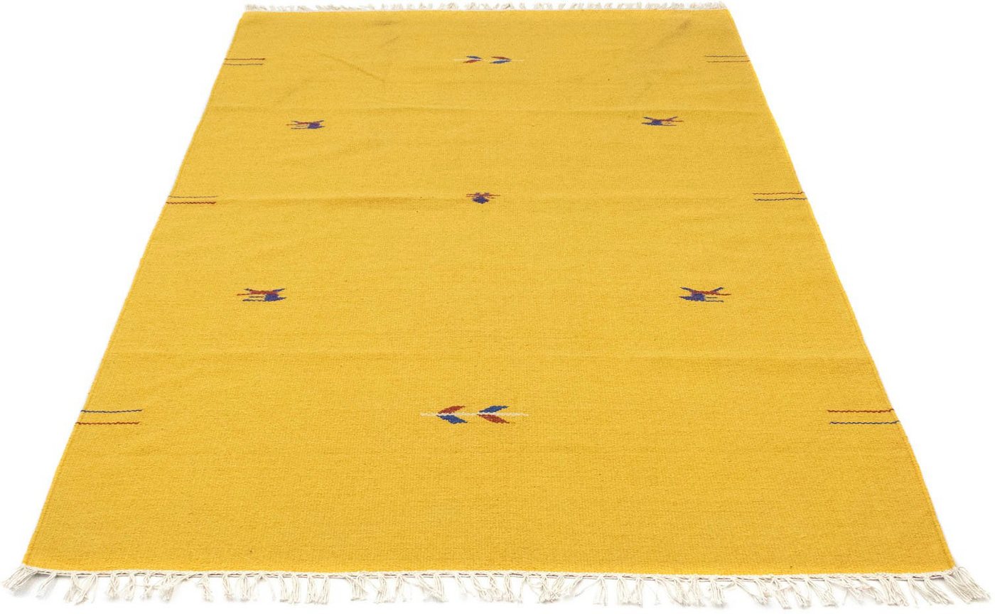 Wollteppich Kelim Teppich handgewebt gelb, morgenland, rechteckig, Höhe: 6 mm, Kurzflor von morgenland