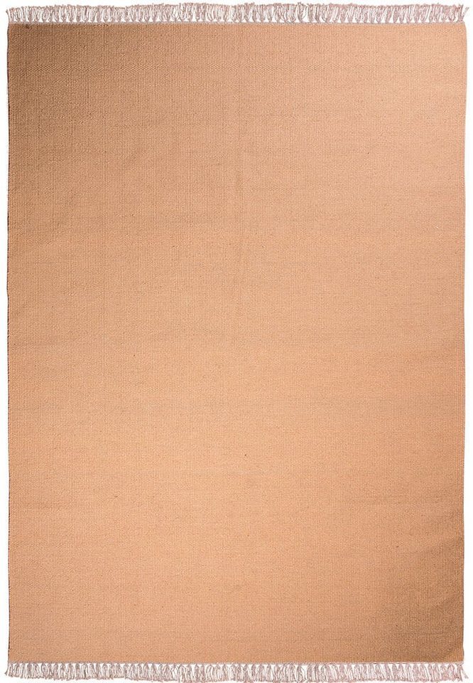 Wollteppich Kelim Teppich handgewebt gold, morgenland, rechteckig, Höhe: 6 mm, Kurzflor von morgenland