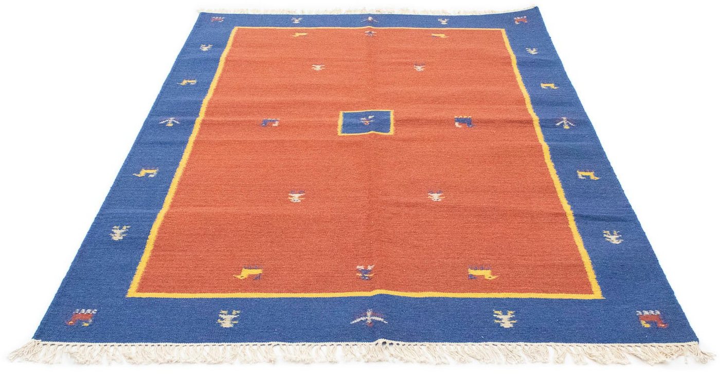 Wollteppich Kelim Teppich handgewebt orange, morgenland, rechteckig, Höhe: 6 mm, Kurzflor von morgenland
