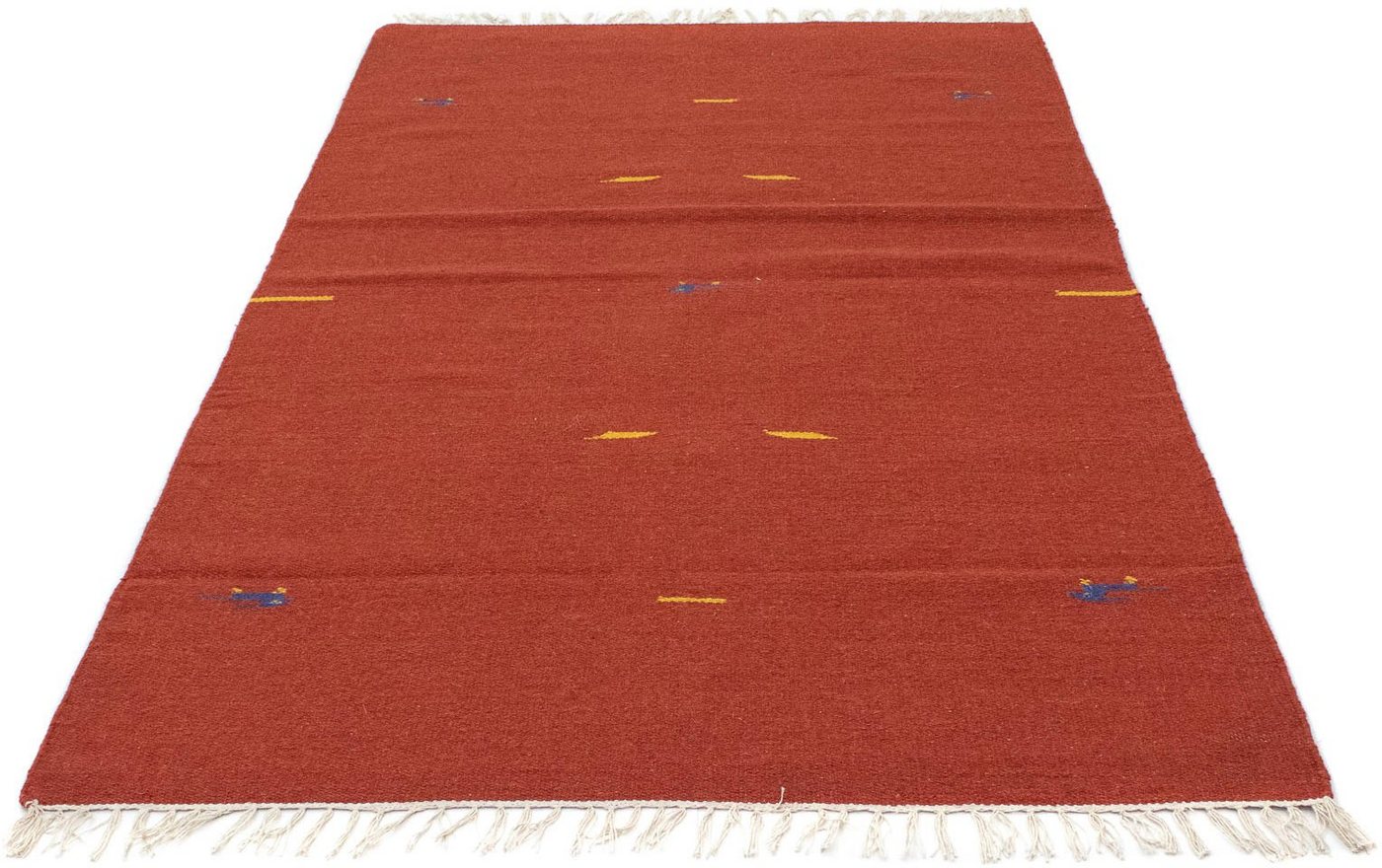 Wollteppich Kelim Teppich handgewebt rost, morgenland, rechteckig, Höhe: 6 mm, Kurzflor von morgenland
