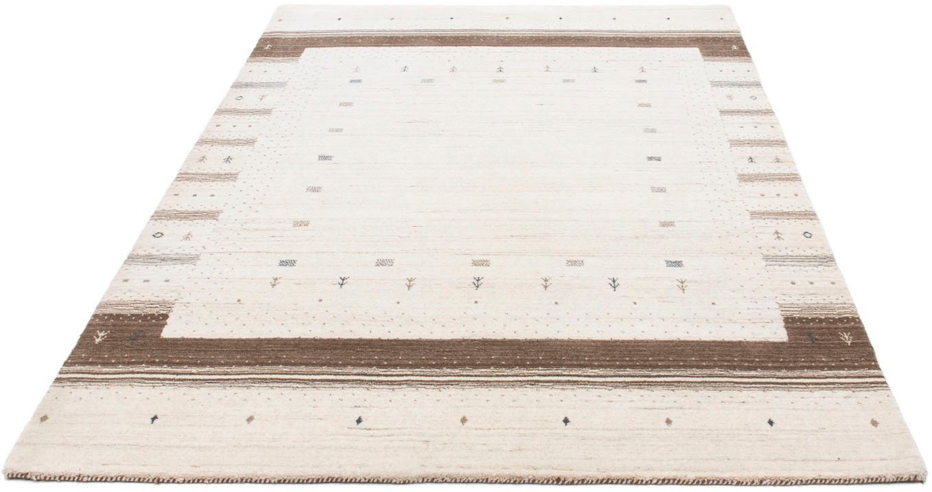 Wollteppich Loribaft Bordüre Beige 200 x 145 cm, morgenland, rechteckig, Höhe: 18 mm, Sehr weicher Flor von morgenland