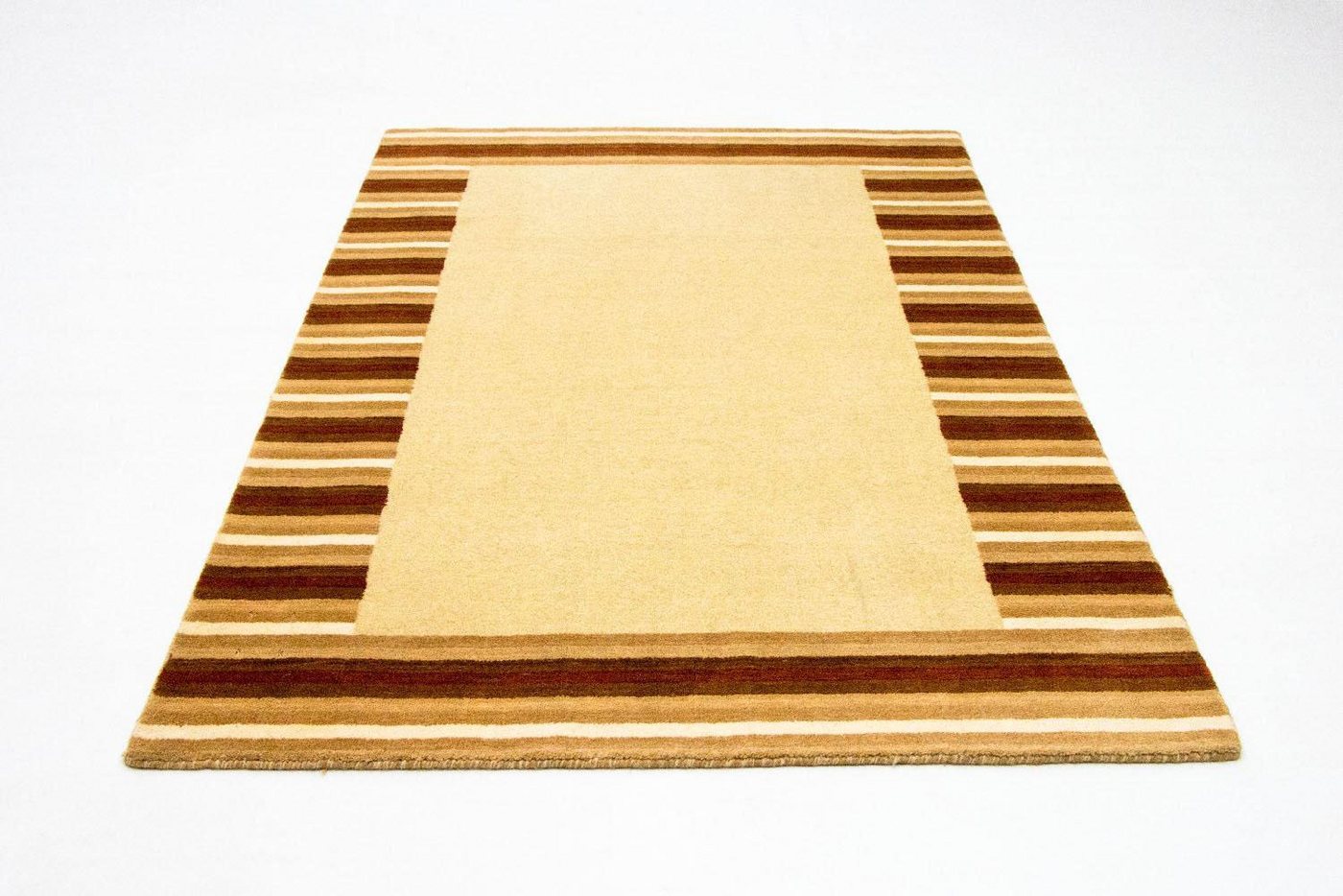 Wollteppich Loribaft Teppich handgewebt beige, morgenland, rechteckig, Höhe: 15 mm, Kurzflor von morgenland