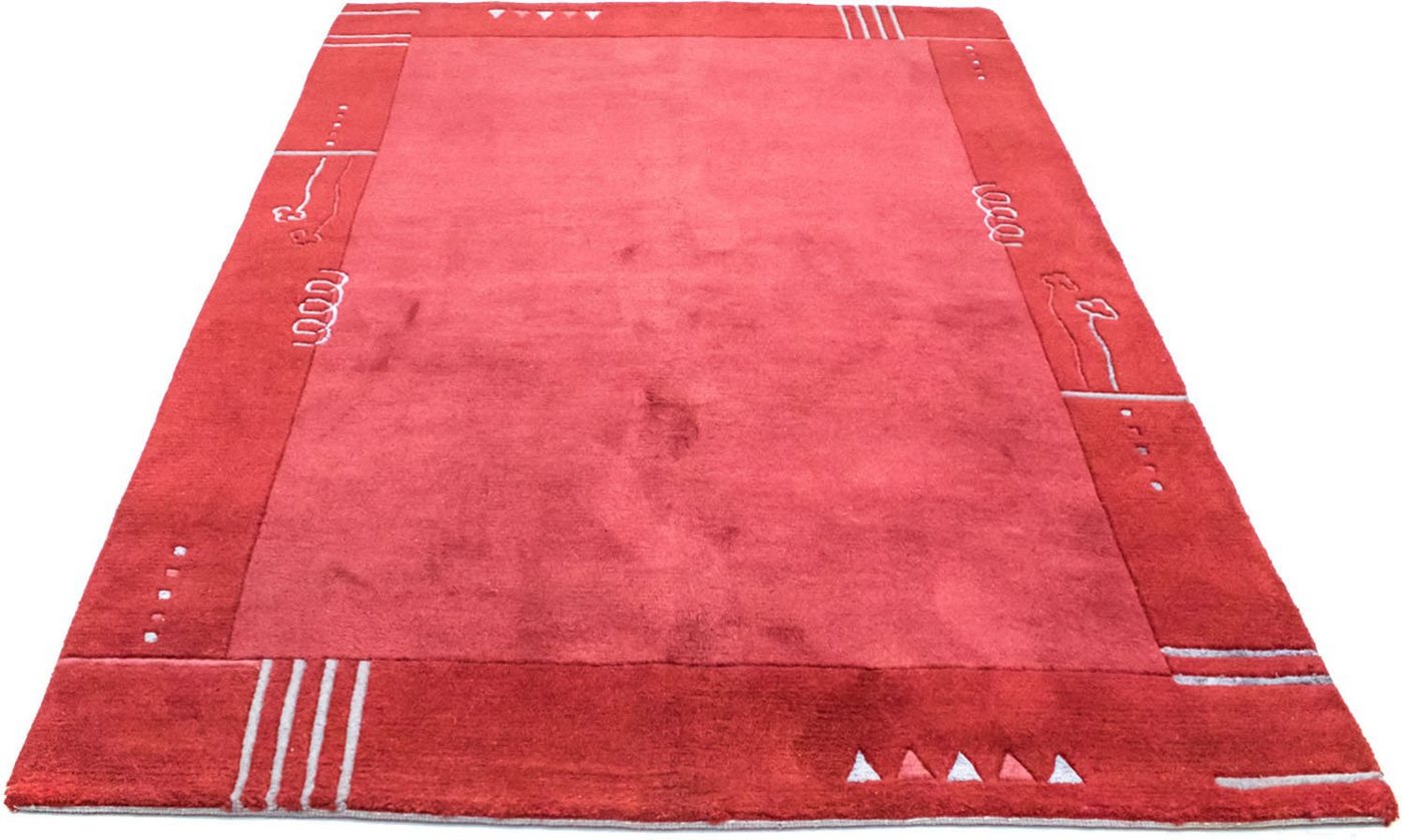 Wollteppich Nepal Teppich handgeknüpft rot, morgenland, rechteckig, Höhe: 18 mm, handgeknüpft von morgenland