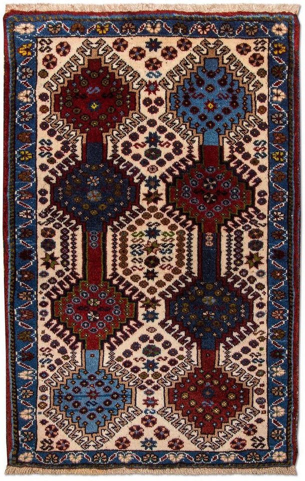 Wollteppich Yalameh Teppich handgeknüpft beige, morgenland, rechteckig, Höhe: 8 mm, handgeknüpft von morgenland