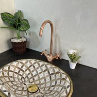 Messing Badezimmer Waschbecken Wasserhahn 1 Loch, Maßgeschneiderte Kupfer Küchenspüle, Delta - Gehämmerter Bar von moroccansmagictouch