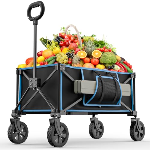 Bollerwagen Faltbar, Faltbarer Bollerwagen 150L, Morpilot Mini Klappbarer Handwagen in 4 Richtungen faltbar, für Einkauf, Garten, Ausflug，Camping von morpilot