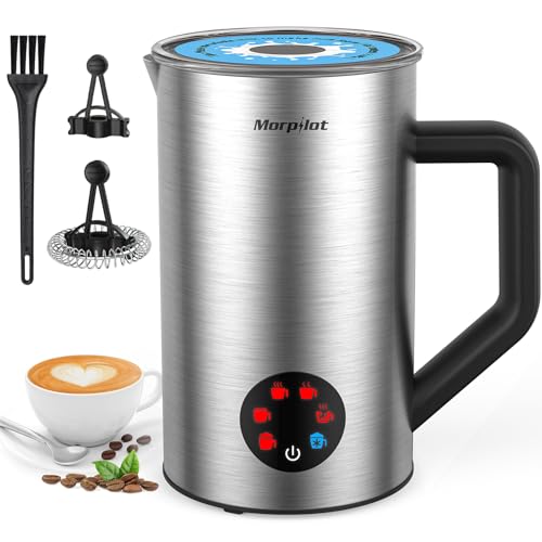 Milchaufschäumer, elektrisch, 6 in 1-350 ml, automatischer Milchaufschäumer, Milchdampfgarer und Wärmer aus Edelstahl, Milchheizer, heiße Schokolade, Milchschäumer für Latte Kaffee von morpilot