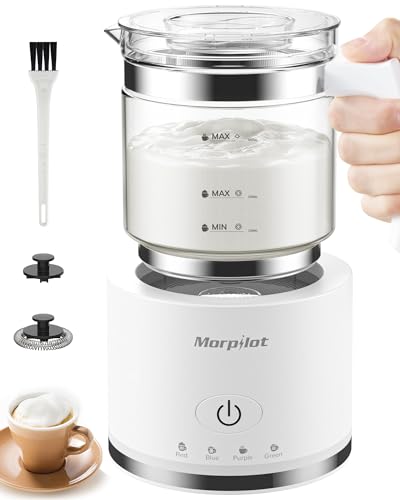Morpilot Elektrischer Milchaufschäumer, automatischer Milchaufschäumer, Kapazität für 250 ml Cappuccino oder 500 ml heiße Milch, 4-in-1-Funktion, geteiltes Design, Weiß Morpilot Elektrischer Milchaufschäumer, automatischer Milchaufschäumer, Kapazität für 250 ml Cappuccino oder 500 ml heiße Milch, 4-in-1-Funktion, geteiltes Design, Weiß von morpilot