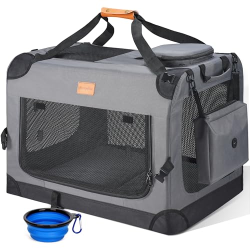 Morpilot Hundetransportbox L 70x52x52cm, faltbar Hundebox Auto Zuhause für 18kg, Transporttasche Haustiertransportbox Hundetragetasche mit faltbarem Napf, Schultergurt Aufbewahrungstaschen Morpilot Hundetransportbox L 70x52x52cm, faltbar Hundebox Auto Zuhause für 18kg, Transporttasche Haustiertransportbox Hundetragetasche mit faltbarem Napf, Schultergurt Aufbewahrungstaschen von morpilot