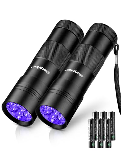 morpilot UV-Taschenlampe 2 PCS 12 LED UV-Taschenlampe zur Erkennung von Urin Falsche Ticket Taschenlampe Ultraviolettes Licht Falsche Ticket Detektor Taschenlampe mit schwarzer Hülle von morpilot