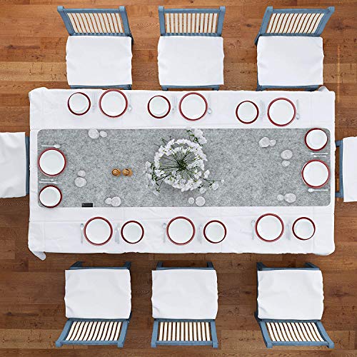morrom Filz Tischläufer Set – Filzläufer 150x40cm + 6 Serviettenringe 4cm, waschbar - 7-teilig (Hellgrau) von morrom