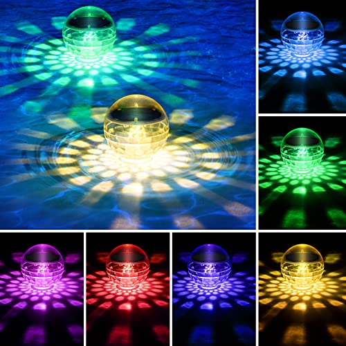 Schwimmende Solar-LED-Poolleuchte,Solar Schwimmkugel LED Disco Licht IPX6 Wasserdichte Poollichter Glow Poolbeleuchtung Deko für Teich,Aquarium,Badewanne Solarlicht Teichbeleuchtung Party Zubehör (2) von morxinle