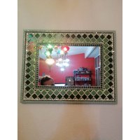 Grüner Mosaik-Spiegel, Rechteckiger Mosaik-Spiegel von mosaicandglassdesign