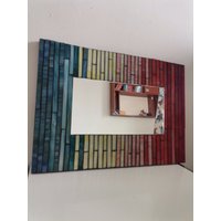 Rechteckiger Mosaikspiegel, Regenbogenmosaikspiegel, Kleiner Spiegel von mosaicandglassdesign