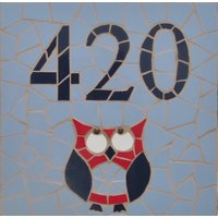 Hausnummer Mosaik Mit Eulen-Motiv Hausnummer Mosaik Mit Eulen-Motiv von mosaicsbyhippo