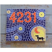 Mosaik Hausnummer Plakette Sternennacht Inspiriert, Benutzerdefinierte Adresse Zeichen Mosaik Hausnummer Plakette Sternennacht Inspiriert, Benutzerdefinierte Adresse Zeichen von mosaicsbyhippo