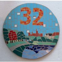 Mosaik Hausnummer Schild Individuelle Ansicht, Wetterfest Mosaik Hausnummer Schild Individuelle Ansicht, Wetterfest von mosaicsbyhippo