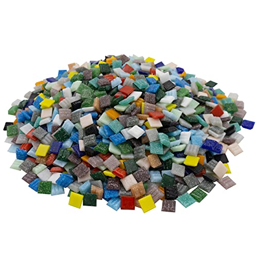 mosamare Mosaiksteine zum Basteln - Bunte Farbvarianten - (1x1 cm, 900g, ca. 1300 St.) - Glasmosaik - Keine Kunststoffverpackung - Bunt Mix von mosamare