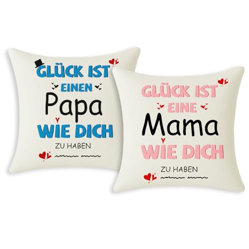 mosayt Geschenke für Papa und Mama Kissenbezug 45x45 cm 2er Set Eltern Geschenk zum Muttertag Vatertag Geburtstag Weihnachten Thanksgiving Day Vater und Mutter (ohne Kissenfüllung) von mosayt