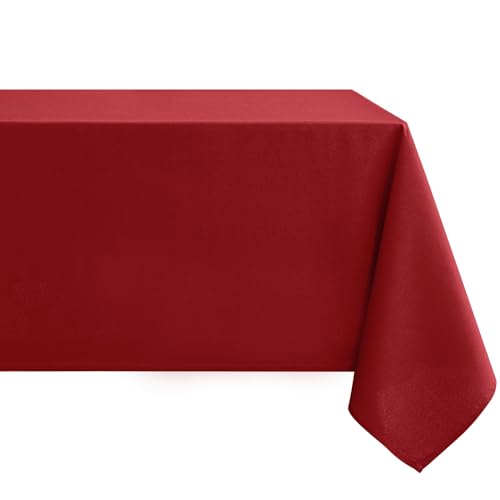 mosayt Tischdecke Abwaschbar Leinenoptik 140x180cm Tischtuch Lotuseffekt Leinendecke Fleckschutz Tischwäsche für Esszimmer, Garten, Hochzeiten, Rot von mosayt