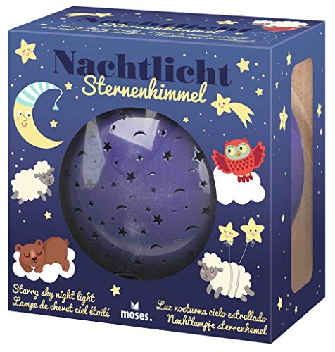moses. Nachtlicht Sternenhimmel Projektor für Kinder, Babylampe mit kindgerechten Motiven für EIN gemütliches Licht im Kinderzimmer, Blau von moses