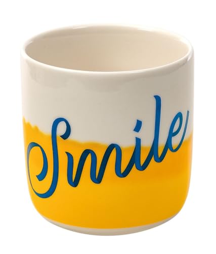 moses. Becher Smile, moderne Kaffeetasse aus Keramik ohne Henkel mit Druck innen und außen, Keramikbecher mit Dipdye-Farbverlauf, spülmaschinengeeignet, mikrowellengeeignet, 300 ml Fassungsvermögen von moses