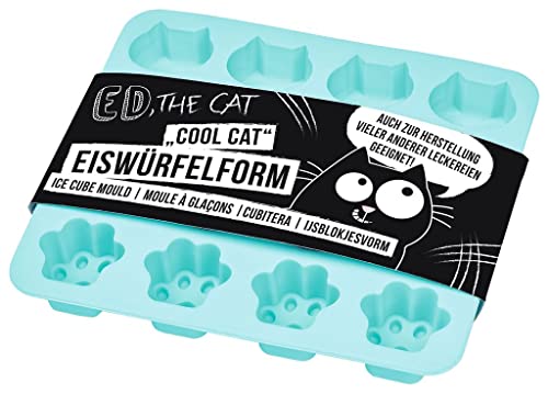 moses. Ed, the Cat Eiswürfelform, Eiswürfel in Pfoten & Katzenform, spülmaschinengeeignete Silikonform für lustige Eiswürfel, 27505, Blau von moses