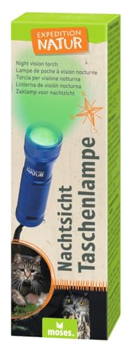 moses. Expedition Natur Nachtsicht-Taschenlampe, Outdoor-Lampe für Tierbeobachtungen, Kinder Taschenlampe mit grünem Licht, Aluminium Lampe 12 LEDs, perfekt Camping- und Ausflüge, 9854, Dunkelblau von moses