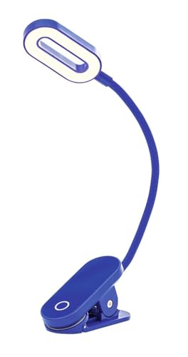 moses. libri_x Klemmleuchte Touch Electric Blue, Dimmbares Leselicht mit Touchfunktion, Wiederaufladbare Leuchte mit Dimmer in 3 Stufen von moses