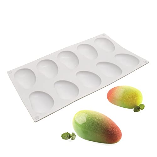 Silikonform Dessert Silikon Kuchenform zum Backen Fondant Form Obst Form Zucker Süßigkeiten Gelee Backformen Pralinen Form (Mango H_29,7 x 17,4 x 2 cm) von mostsom
