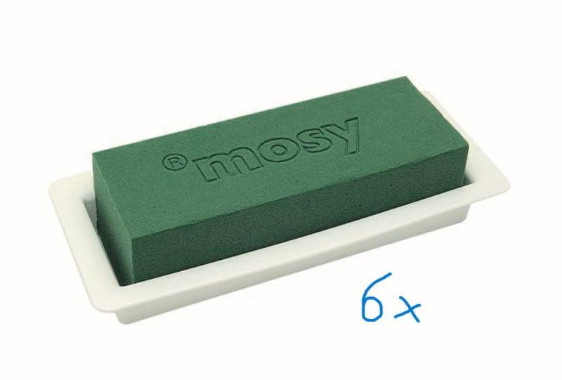 mosy Bastelfilz Steckschaum mit Schale, 33 cm lang, 6 Stück, Steckmasse, Blumen-Gestecke, lang, Steckmoos, Steckschwamm von mosy