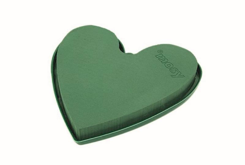 mosy Bastelmoos Steckmasse-Herz 40 cm, mit Gießrand und Wasserspeicher, Steckschaum, Steckmoos, Herzform von mosy
