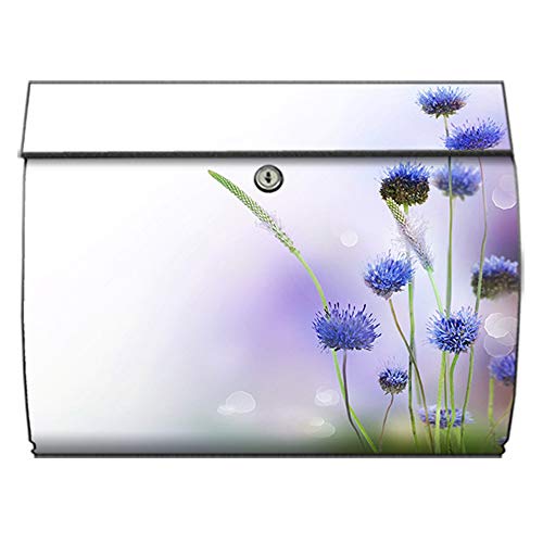 motivX-Ideenwerkstatt Briefkasten Swing Wandbriefkasten mit Motiv Blaue Blumen von motivX