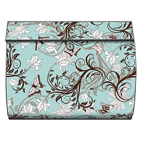 motivX-Ideenwerkstatt Briefkasten Swing Wandbriefkasten mit Motiv Florales in Türkis von motivX