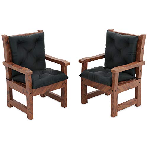 MOLTICO 2er Set Stuhlkissen Sitzkissen und Rückenkissen für Stühle Sessel Wasserdicht - Indoor und Outdoor - 100x50x10 cm - Graphit von moto-MOLTICO
