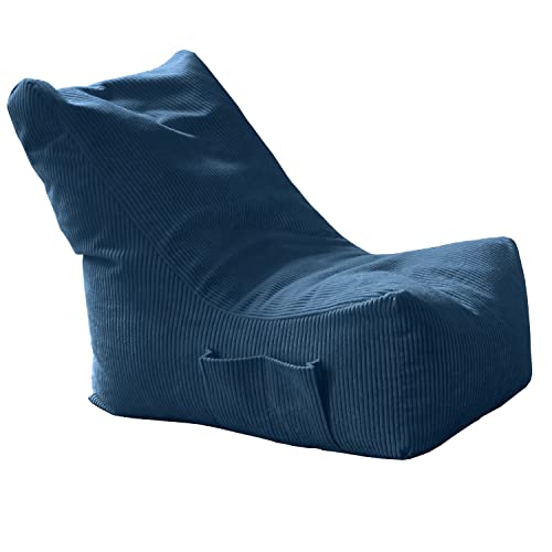 moto-MOLTICO Sitzsäcke 76x97x90cm - Sitzsack XXL mit Taschen - Bean Bag Chair - Indoor Sitzsack - Bean Bag Sessel - Sitzsack mit Füllung - Lazy Bag - Sitzsack Erwachsene - Blau von moto-MOLTICO