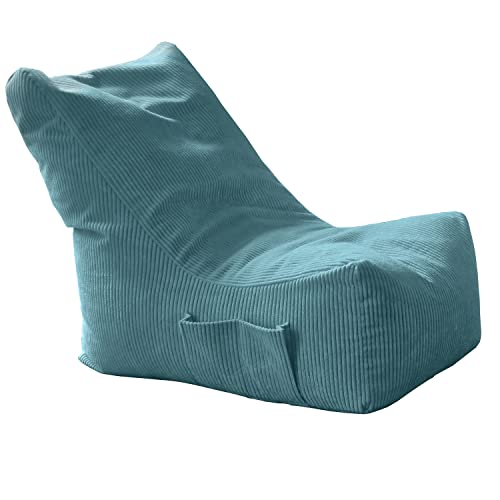 moto-MOLTICO Sitzsäcke 76x97x90cm - Sitzsack XXL mit Taschen - Bean Bag Chair - Indoor Sitzsack - Bean Bag Sessel - Sitzsack mit Füllung - Lazy Bag - Sitzsack Erwachsene - Türkis von moto-MOLTICO