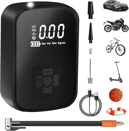 motomoyo Luftpumpe, 150PSI Mini Luftkompressor Fahrradpumpe Elektrisch mit Digital LED Anzeige LED Licht 4000mAh Akku Kompressor für Auto, Fahrrad, Motorrad, Basketball, Football motomoyo Luftpumpe, 150PSI Mini Luftkompressor Fahrradpumpe Elektrisch mit Digital LED Anzeige LED Licht 4000mAh Akku Kompressor für Auto, Fahrrad, Motorrad, Basketball, Football von motomoyo