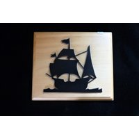 Columbus Karavelle Typ Segelschiff Handgemachte Holz Wandbehang Kunst Silhouette von mountainbrook