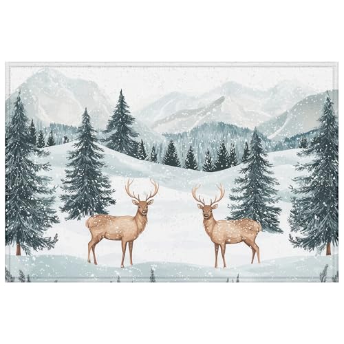 Fußmatte mit Hirschmotiv, Nebelwald, Eingangsmatte, Fußmatte, Teppiche für Eingangsbereich, Outdoor, Innenbereich, Küche, Badezimmer, Dekoration, 43,2 x 73,7 cm Fußmatte mit Hirschmotiv, Nebelwald, Eingangsmatte, Fußmatte, Teppiche für Eingangsbereich, Outdoor, Innenbereich, Küche, Badezimmer, Dekoration, 43,2 x 73,7 cm von mountanlly