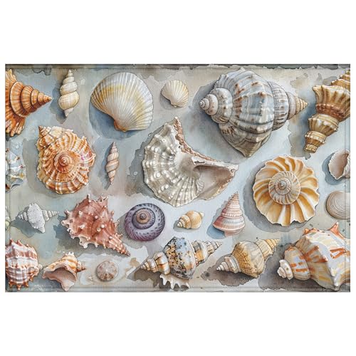 Fußmatte mit Küstenmuschelmotiv, Strandeingang, Fußmatte, Teppiche für Eingangsbereich, Outdoor, Innenbereich, Küche, Badezimmer, Dekoration, 43,2 x 73,7 cm Fußmatte mit Küstenmuschelmotiv, Strandeingang, Fußmatte, Teppiche für Eingangsbereich, Outdoor, Innenbereich, Küche, Badezimmer, Dekoration, 43,2 x 73,7 cm von mountanlly