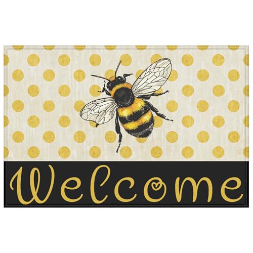 Fußmatte mit gelbem Bienen-Punkt, Fußmatte, Fußmatte für Eingangsbereich, Outdoor, Innenbereich, Küche, Badezimmer, Dekoration, 43,2 x 73,7 cm Fußmatte mit gelbem Bienen-Punkt, Fußmatte, Fußmatte für Eingangsbereich, Outdoor, Innenbereich, Küche, Badezimmer, Dekoration, 43,2 x 73,7 cm von mountanlly