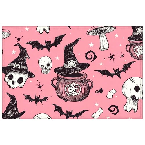 Fußmatte mit lustigem Fledermaus-Schädel und Hexen, für Halloween, Eingang, Zuhause, Bodenmatte, Teppiche für Eingangsbereich, Outdoor, Innenbereich, Küche, Badezimmer, Dekoration, 43,2 x 73,7 cm Fußmatte mit lustigem Fledermaus-Schädel und Hexen, für Halloween, Eingang, Zuhause, Bodenmatte, Teppiche für Eingangsbereich, Outdoor, Innenbereich, Küche, Badezimmer, Dekoration, 43,2 x 73,7 cm von mountanlly
