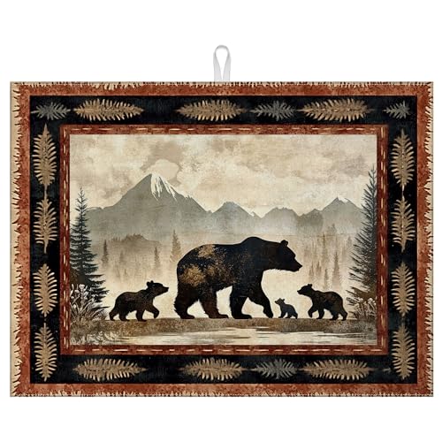 Rustikale Abtropfmatte für Küchentheke, Wildtiere, saugfähig, wendbar, Abtropfmatte, Abtropfmatte, 45,7 x 61 cm Rustikale Abtropfmatte für Küchentheke, Wildtiere, saugfähig, wendbar, Abtropfmatte, Abtropfmatte, 45,7 x 61 cm von mountanlly