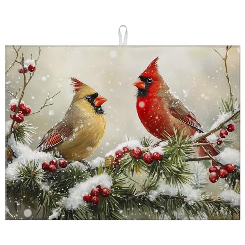 Winter Cardinal Bird Abtropfmatte für Küchentheke, Schnee, saugfähig, wendbar, Abtropfmatte, Abtropfmatte, 45,7 x 61 cm Winter Cardinal Bird Abtropfmatte für Küchentheke, Schnee, saugfähig, wendbar, Abtropfmatte, Abtropfmatte, 45,7 x 61 cm von mountanlly