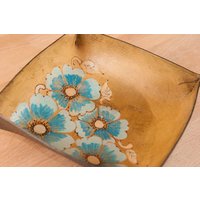Handgefertigtes Leder Tablett Türkis Floral Catch-All von moxieandoliver