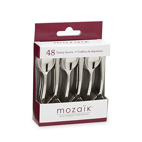 Mozaik 643114 Mini Tasting Spoons Recycelbare Probierlöffel, Kunststoff, Silber von mozaik